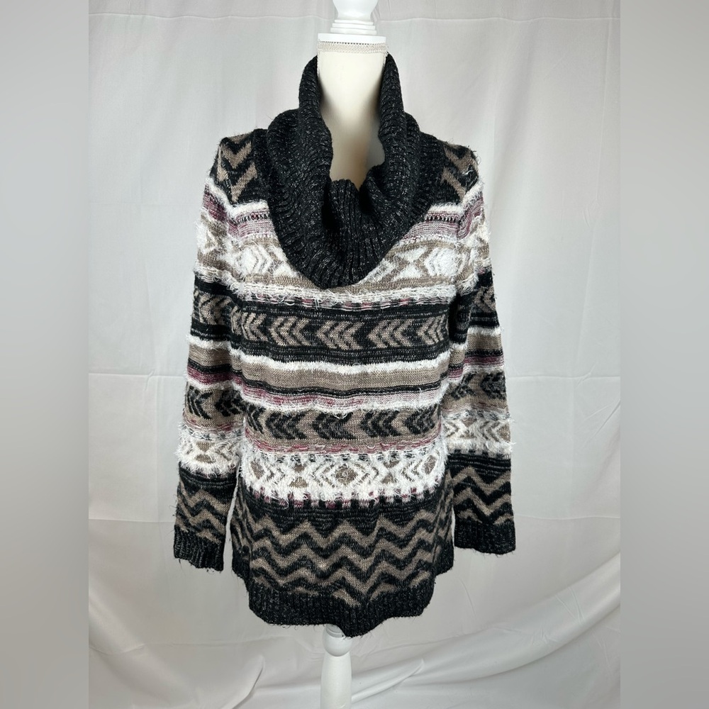 Maurices Womens Sweater Size XL Boho Western Tunic Cowl Pullover Cowgirl